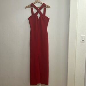 Vintage Robin Piccone Red Halter Cut-Out Front Slit Gown Maxi Dress Medium